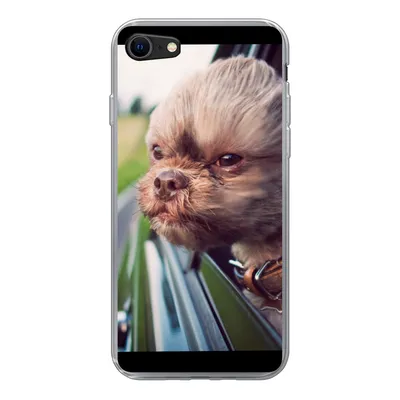 Produktbild von MuchoWow® Handyhülle Schutzhülle Hülle für iPhone 7 Hund - Auto - Tier Silikon Softcase Handy Hülle - Kartenhalter