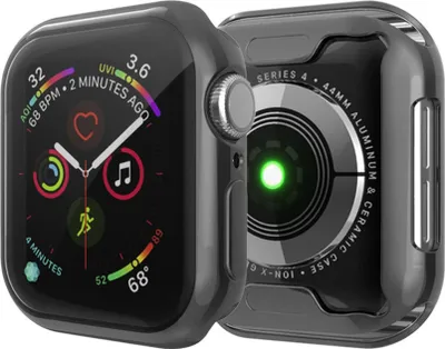Image de subtel - protection 2 en 1 pour Apple Watch SE / 6 / 5 / 4 - 40mm - coque couleur Transparent / noir anti rayure pour le verre et la monture de votre montre connectée.