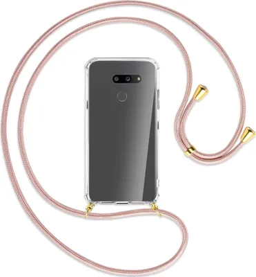 Produktbild von Handykette Backcover-Schutzhülle mit Band (Metall goldfarben) für LG G8X ThinQ - roségold