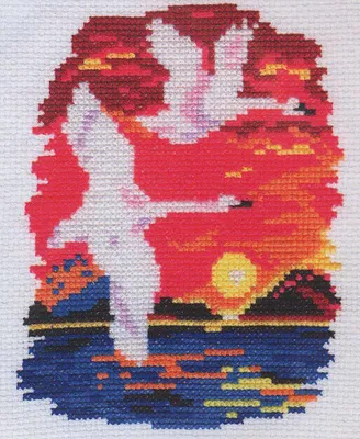Productafbeelding van Borduurpakket kruissteek Zwanen 11x14 cm