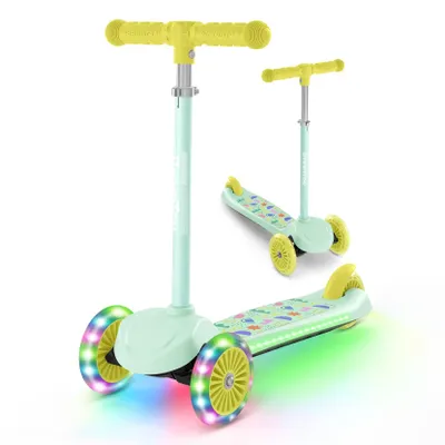 Produktbild von Kinderroller mit leuchtendem Deck und Polyurethanbeleuchteten Rädern, 4-stufig höhenverstellbar, reaktionsschnelle Bremsen, leicht, für 3-8 Jahre