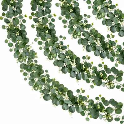 Produktbild von Künstlicher Eukalyptus Girlande Kunstpflanze - 1,8 m - Grün - 4er Set - Für Hochzeit, Tisch und Garten