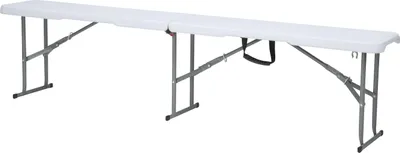 Produktbild von AXI Elba Bierbank Klappbar aus Kunststoff in Weiss | Klappbare Gartenbank  / Picknickbank Für Garten, Balkon oder Campingplatz | 183 x 28 x 43 cm
