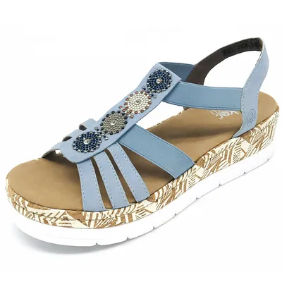 Produktbild von Rieker fsk damen sandalen Damen Sandalette in Blau, Größe 39