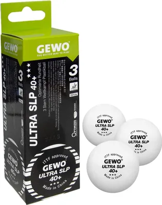 Produktbild von GEWO Tischtennisbälle Ultra SLP 40+, 3er ITTF-zugelassener 3-Sterne Wettkampfball - ohne Naht, weiß