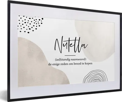 Produktbild von MuchoWow® Gerahmtes Poster Nutella - Sprichwörter - Zitate - Nutella Definition - Wörterbuch 60x40 cm - Poster mit Schwarzem Bilderrahmen Wandposter Rahmen Foto Bilder - Schlafzimmer - Plakat in Rahmen - Drucken