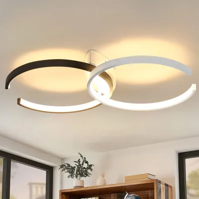Produktbild von ZMH LED Deckenleuchte Schwarz Wohnzimmer Deckenlampe Warmweiß Modern Deko 3000K 24W für Wohnzimmer Schlafzimmer Kinderzimmer Büro Flur küche