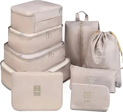 Produktbild von Aufbewahrungstaschen 9-teiliges Set Reise-Organizer Koffer-Verpackungsset Aufbewahrungskoffer Tragbarer Gepaeck-Organizer Kleidung Schuh Tidy Pouch Bag
