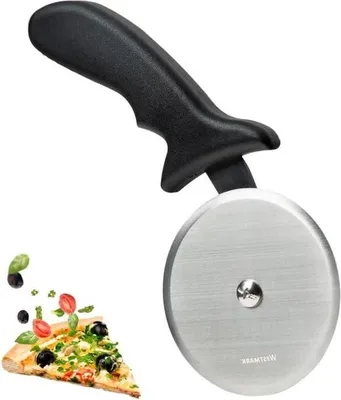 Immagine prodotto di Tagliapizza professionale XXL - lama Ø 10 cm - lunghezza 23 cm - acciaio inox - nero/argento
