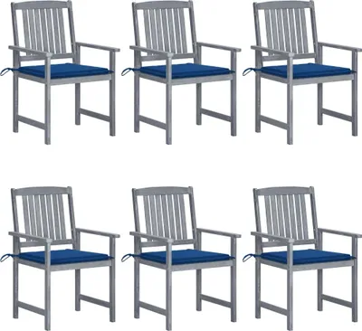 Produktbild von Möbel Gartenstühle mit Kissen 6 Stk. Massivholz Akazie Grau - Gartenstühle 3078217