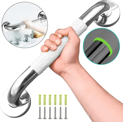 Produktbild von Badezimmer Haltegriff, 400 mm, Duschsicherheitsgriff, 304 Edelstahl, Badewannengriff, Duschgriff mit rutschfestem Griff, für Badewannen, Toiletten, Badezimmer, Küche, Haltestange