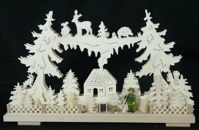Produktbild von Schwibbogen mit Jäger am Haus und Beleuchtung BxHxT 50x30x7cm NEU