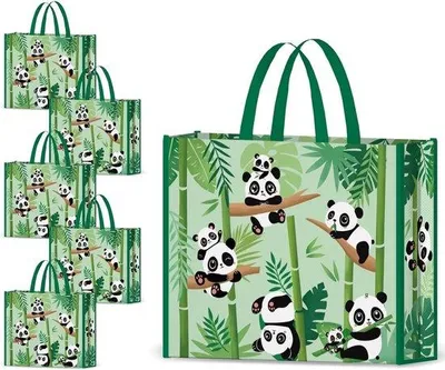 Produktbild von Famanu Einkaufstaschen 5er Set - Wiederverwendbare Bambootaschen, Wasserdicht, Geschenkbeutel, 50 kg Tragkraft