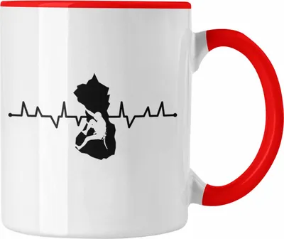Produktbild von Trendation - Klettern Bergsteigen Geschenk Tasse Boulder Geschenkidee Berge Herzschlag (Rot)