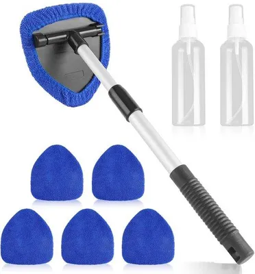 Immagine prodotto di Set per la pulizia dell'auto, blu, 9 pezzi, con flacone spray e panni in microfibra