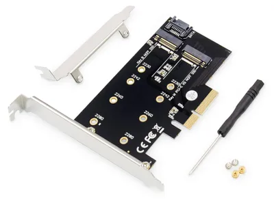 Zdjęcie produktu dla Digitus Karta M.2 NGFF / NVMe SSD PCI Express 3.0 (x4) Add-On, PCIe, M.2, PCI 3.0, Czarny, Chiny, 6 Gbit/s