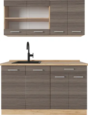 Produktbild von Singleküche Vicco R-Line Edelgrau/Goldkraft Eiche 140 cm ohne Arbeitsplatte, Model 53996