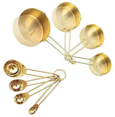 Imagen del producto de Juego de 8 tazas medidoras y cucharas medidoras de acero inoxidable para uso en la cocina