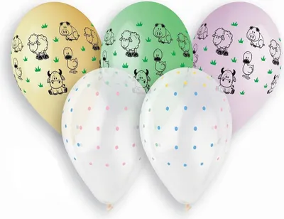 Produktbild von Latexballons mit Bauernhoftieren, 13 Zoll, 5 Stk.