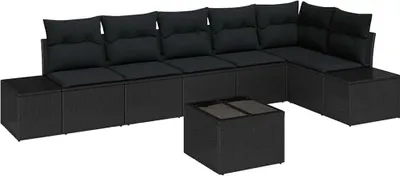 Immagine prodotto di Set divano da giardino vidaXL con contenitore, nero, in polyrattan