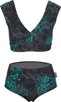 Produktbild von BECO the world of aquasports Bikini Mint Flowers mit kaschierendem High Waist-Höschen schwarz-türkis 46 B