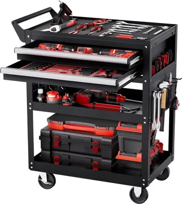 Image de 181kg Servante d'atelier - chariot de transport - 785x450x945mm - en noir