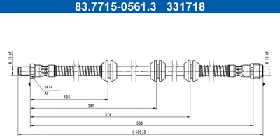 Produktbild von ATE 83.7715-0561.3 Bremsschlauch Vorne passend für MERCEDES-BENZ E-Klasse Limousine (W213) E-Klasse T-modell (S213)