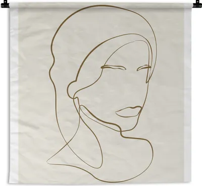 Produktbild von MuchoWow® Wandteppich Wandbehang Frauen - Text - Zitate - Linienkunst 60x60 cm Tapisserie Dekoration Wandtuch - Dekorationen - Wand Decke
