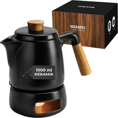 Imagen del producto de - Juego de té de cerámica (1 litro) con tetera y calentador ()