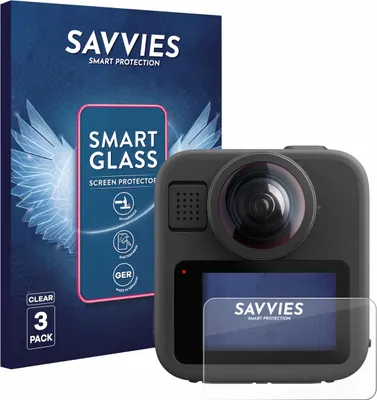 Produktbild von 3x Savvies Schutzglas Folie für GoPro Max 2 9H Panzer Schutzfolie Glas Displayschutz klar transparent