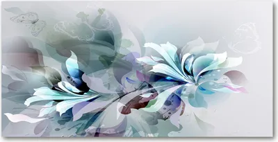 Produktbild von Tulup® Glas-Bild - 100x50 -Wandkunst - Wandbild hinter gehärtetem Sicherheitsglas  - Blumen & Pflanzen - Abstrakte Blumen - Blau