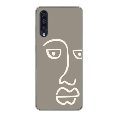 Produktbild von MuchoWow® Handyhülle Schutzhülle Hülle für Samsung Galaxy A30s Gesicht - Abstrakt - Strichzeichnung Silikon Softcase Handy Hülle - Karteninhaber