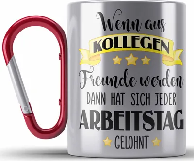 Produktbild von Trendation - Jobwechsel Edelstahl Tasse Karabiner Geschenk Kollege Kollegin Geschenkidee Karabiner Edelstahl Tasse Karabiner Edelstahl Abschiedsgeschenk Neuer Job Abschied Lieblingskollege Lieblingskollegin (Rot)