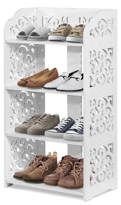Produktbild von Schuhregal 4 Ebenen Holz Weiß 40x23x71 cm Aufbewahrungsregal Bücherregal