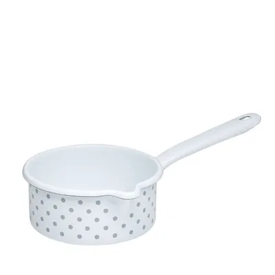 Obrázek produktu pro Riess Hrnec s výlevkou Ø14cm 0,75 litru smaltovaný Country Dots šedý