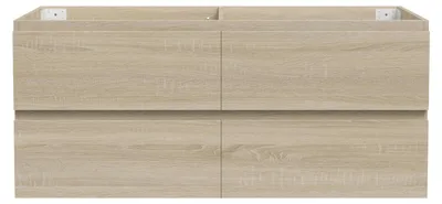 Image de Acezanble Meuble de salle de bain sans vasque suspendu à 4 tiroirs, chêne mat, MDF, 120x46x52 cm