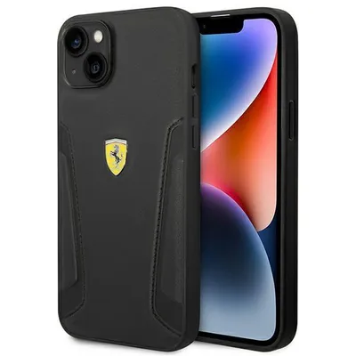 Produktbild von Ferrari Fehcp14Srbuk Iphone 14 6,1 Czarny/Schwarz Hardcase Leder Stempel Seiten