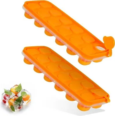 Image de Bac à glaçons en silicone - 2 pièces -  LFGB - Sans BPA - Pour les purées pour bébés, les shots et les cocktails - Empilables - Pour des glaçons sains et frais