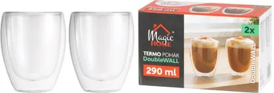 Image de Verre MagicHome Cappuccino pour cafe/the, thermo a double paroi, 290 ml, lot de 2 pcs