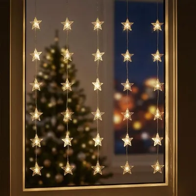 Productafbeelding van 1.03 LED-sling met 30 sterren - 90x 120 cm - met stekker voor binnengebruik