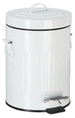 Produktbild von Relaxdays Treteimer Vintage, Abfalleimer für Küche oder Bad, aus Metall, mit Tretfunktion, Kosmetikeimer, 5 Liter, Weiß