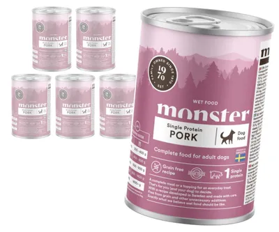 Zdjęcie produktu dla Monster Dog Adult Single Protein Pork 6x400g Monoproteinowa Karma Mokra Dla Dorosłego Psa z Wieprzowiną