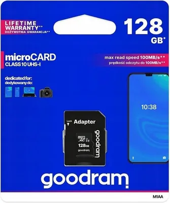 Zdjęcie produktu dla Karta Pamięci Micro SD XC 128 GB GOODRAM CLASS 10 U1 + adapter SD