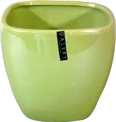 Produktbild von Olivgrüne Keramikvase/Topf, 16,5 x 16,5 x 15 cm
