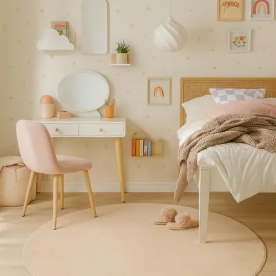 Produktbild von Velours Kinderteppich Joy Kids Beige Rund, Größe:400 cm Rund