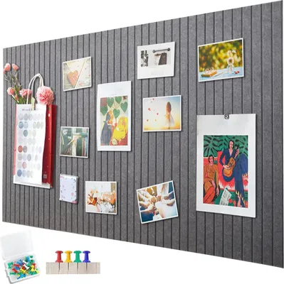 Produktbild von Große Filz Pinnwand Selbstklebend,60 x 40cm Filzboard,dekorative Pinnwand aus Filz,faltbare Fototafel Memotafeln Memo Boards Wanddekoration,Grau