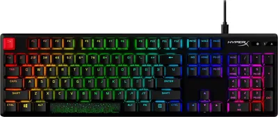 Produktbild von HyperX Alloy Origins PBT HX Rot – Mechanische Gaming-Tastatur, Volle Größe (100%), Kabelgebunden, USB, Mechanischer Switch, RGB-LED, Schwarz