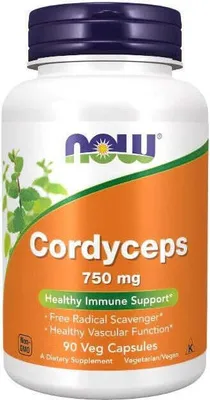 Produktbild von NOW Foods Cordyceps 750 mg – 90 vegane Kapseln Nahrungsergänzung