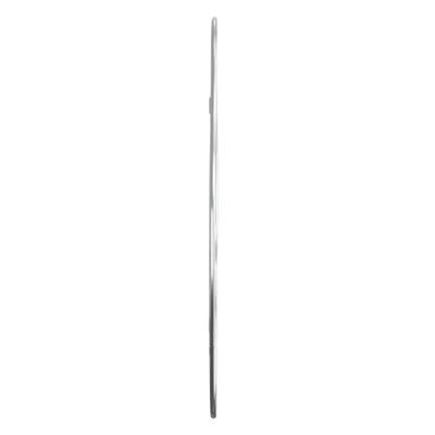A side view of a silver mirror against a white background.