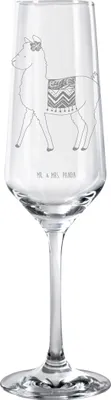 Produktbild von Mr. & Mrs. Panda Glas Alpaka Stolz - Transparent - Geschenk, graviertes sektglas, Trinkglas, Lama, Champagnerglas, Sektkelch